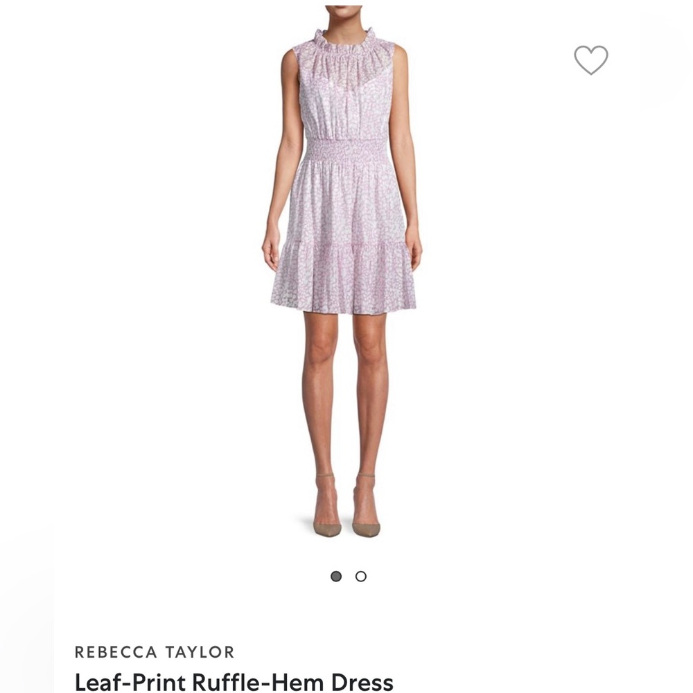 Rebecca Taylor Pink Sleeveless Leaf Print Dress-Sz S